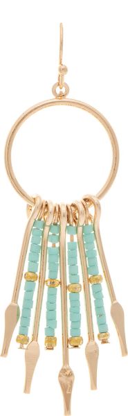 Gold Mint Bead Fringed Circle Earring