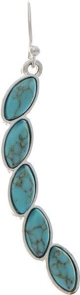 Silver Turquoise Oval Stones Arc Earring