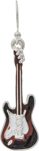 Silver Black/Brown Inlay Guitar Earring