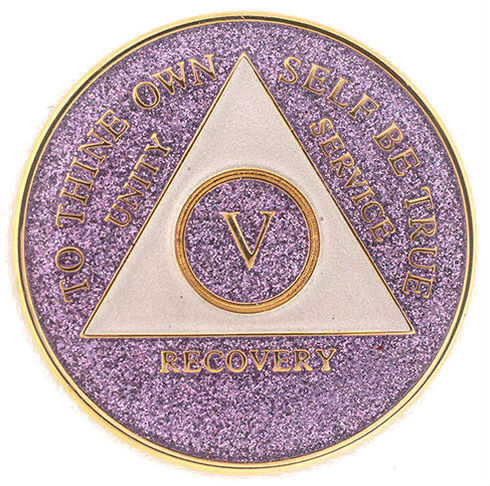 AA Purple Glitter Tri Plate Medallion - Click Image to Close