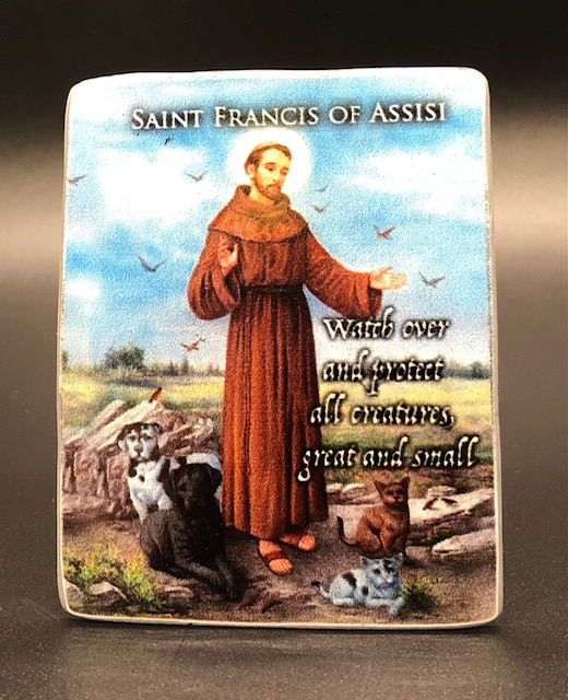 Saint Francis Metal Tabletop Plaque - Click Image to Close