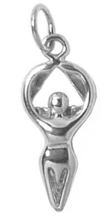 Sterling Silver, AA Women in Recovery Pendant, Small Size - Click Image to Close