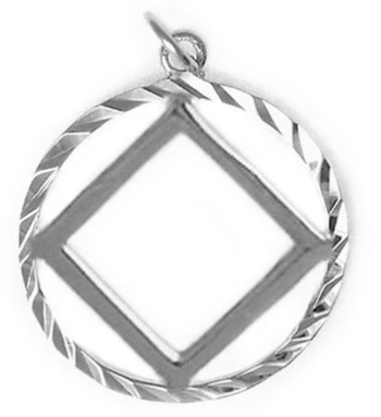 Sterling Silver, NA Diamond Cut Circle Pendant, Medium