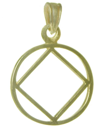 14k Gold, NA Symbol Pendant, Thick Style, Medium Size