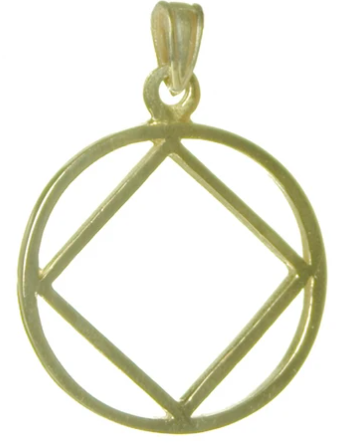 14k Gold, NA Symbol Pendant, Thick Style, Large Size