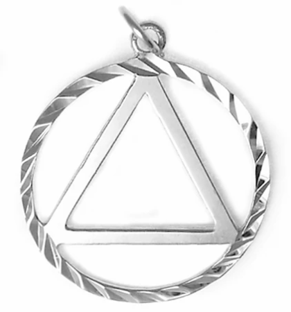 Sterling Silver, Diamond Cut Circle Pendant, Large Size