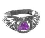 Sterling Silver AA Symbol Ring with Purple CZ Stone
