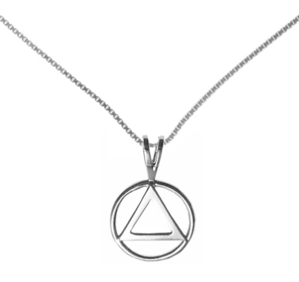 Sterling Silver AA Symbol Pendant with Medium Box Chain
