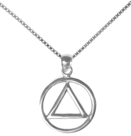Sterling Silver AA Symbol Pendant with Heavy Box Chain