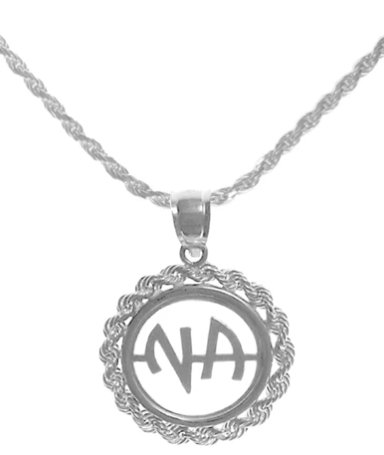 Sterling Silver NA Initial Pendant on a Rope Chain