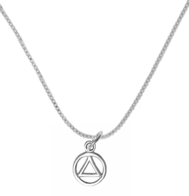 Sterling Silver Small AA Symbol Pendant on Light Box Chain