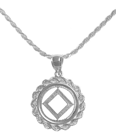 Sterling Silver NA Symbol Pendant with Rope Chain