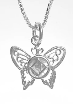 Sterling Silver Small NA Symbol Butterfly on a Light Box Chain