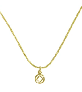 Small 14K Gold NA Symbol Pendant on Light Box Chain