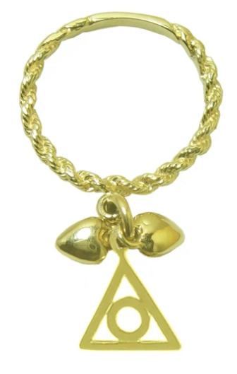 14k Gold, Dangle Ring, Twist Wire Style with Al Anon Symbol - Click Image to Close