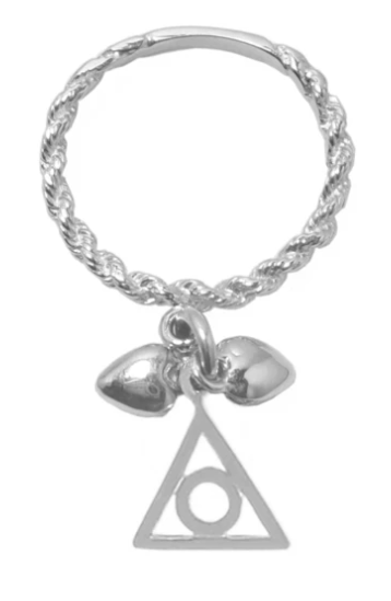 Sterling Silver Dangle Ring in Twist Wire Style, Al Anon Symbol