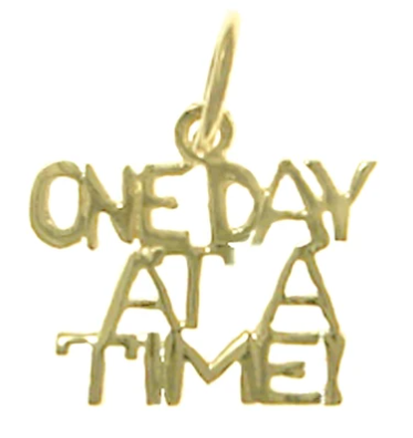 14k Gold, Sayings Pendant, "One Day At A Time"