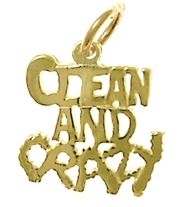 14k Gold, Sayings Pendant, "Clean And Crazy" - Click Image to Close