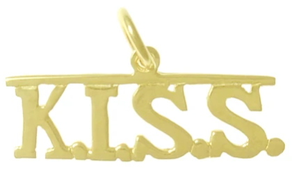 14k Gold, Sayings Pendant, "K.I.S.S." Keep it Simple - Click Image to Close