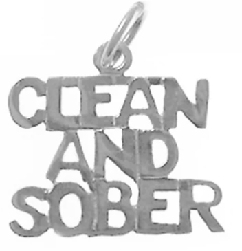 Sterling Silver, Sayings Pendant, "Clean And Sober" - Click Image to Close