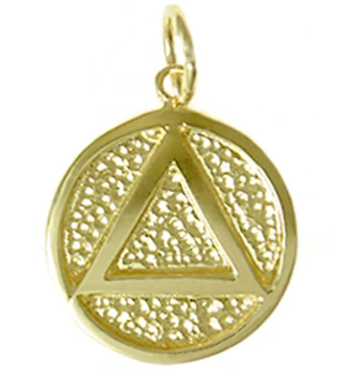 14k Gold, Solid Textured Circle Pendant, Coin Style AA Symbol