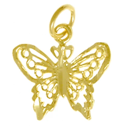 14k Gold, Beautiful Small Butterfly Pendant - Click Image to Close
