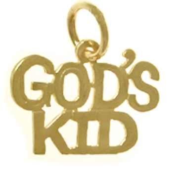14K Gold, Sayings Pendant, "GOD'S KID"