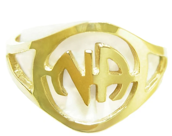 14k Gold, "NA" Initial Ring - Click Image to Close