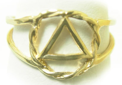 14k Gold, AA Symbol Ring, Twist Wire Circle - Click Image to Close