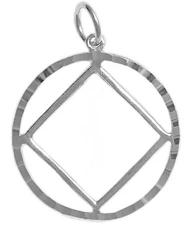 Sterling Silver Pendant, NA Symbol in a Diamond Cut Circle, Lg.