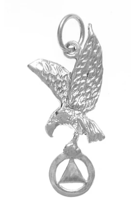 Sterling Silver Pendant, Eagle Holding AA Symbol - Click Image to Close