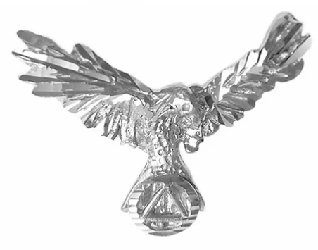 Sterling Silver Pendant, AA Symbol on the Tail Feathers Eagle