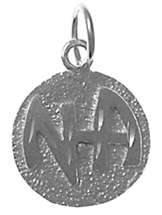 Sterling Silver Pendant, NA Initials in a Solid Textured Coin