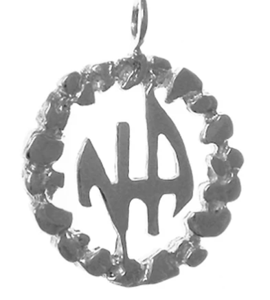 Medium Size, Sterling Silver Pendant, NA Initials, Nugget Style
