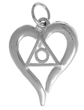 Sterling Silver Heart Pendant with Al Anon Symbol, Medium Size