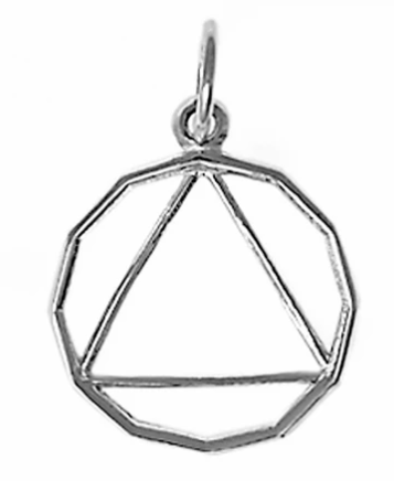 Sterling Silver, 12 Sided Circle Triangle Pendant, Medium Size - Click Image to Close