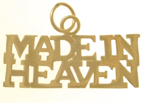 14k Gold, Sayings Pendant, "MADE IN HEAVEN" - Click Image to Close