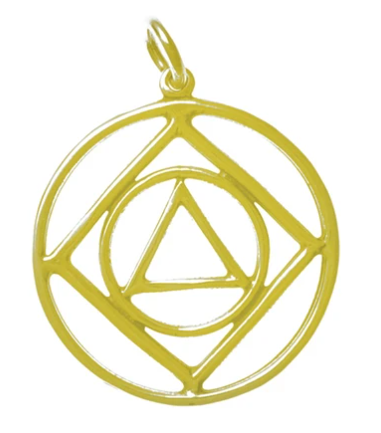 14k Gold, AA & NA Anonymous Dual Symbol Pendant, Large Size - Click Image to Close