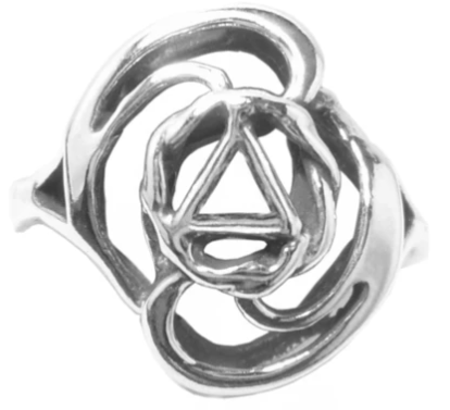 Sterling Silver AA Symbol Ring with a Swirl Style Design