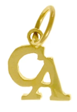 Cocaine Anonymous Pendant, 14k Gold, Small "CA" Initials - Click Image to Close