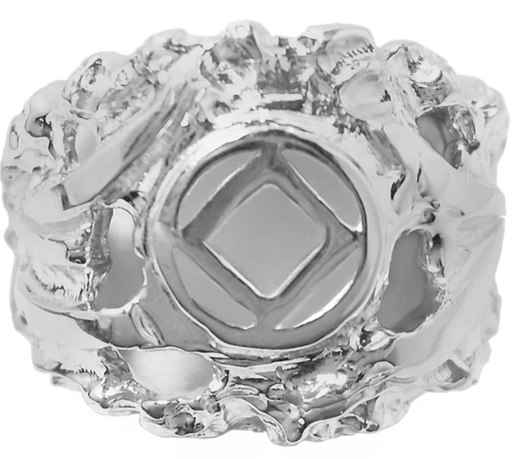 Sterling Men's Ring with NA Symbol in a Wide Nugget Style