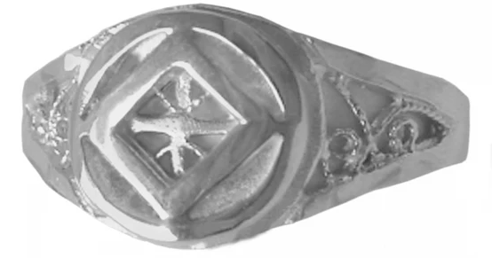 Sterling Silver NA Symbol on a Filigree Style Band