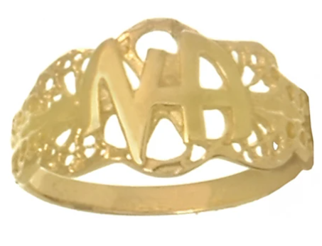 14k Gold, NA Initial Filigree Style Ring