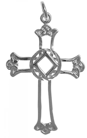 Sterling Silver, Cross Pendant with NA Symbol, Medium Size - Click Image to Close