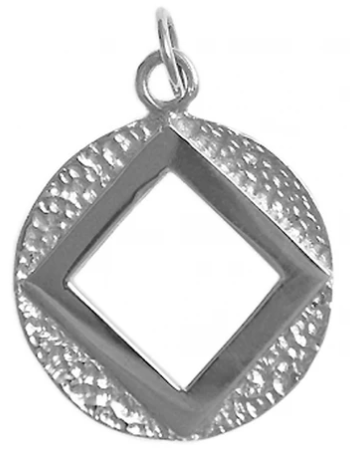 Sterling Silver Pendant, Open NA Symbol in a Coin Style Circle - Click Image to Close