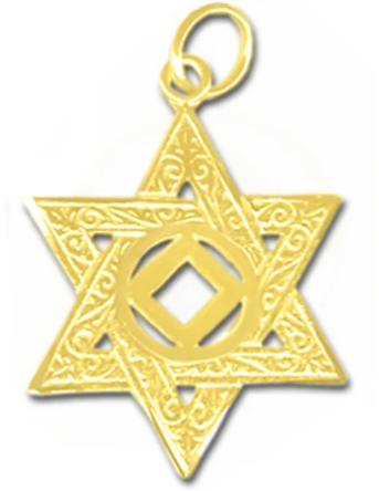 14k Gold Pendant, NA Symbol in a Jewish Star of David, Large