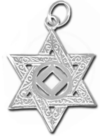 Sterling Silver Pendant, NA Symbol in a Jewish Star of David, Lg
