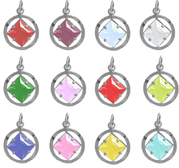 Sterling Silver, NA Symbol Pendant with 12 Birthstone Choices - Click Image to Close