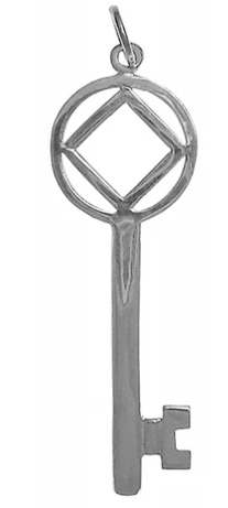 Sterling Silver Pendant, NA Symbol inside Antique Style Key