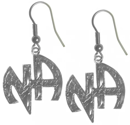 Sterling Silver, "NA" Initials Earrings